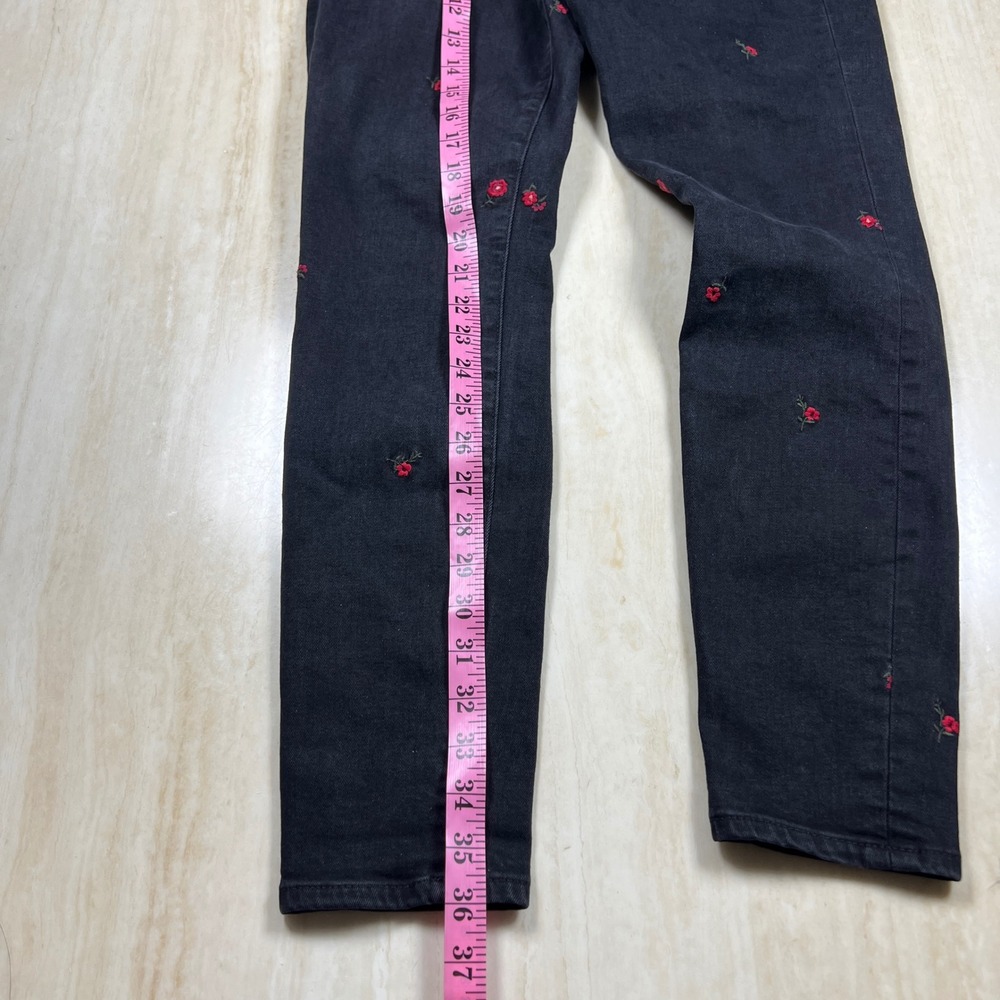 GAP High Rise Universal Leggings Womens 8/29 Black Embroidered Floral Slim Fit - Picture 10 of 15